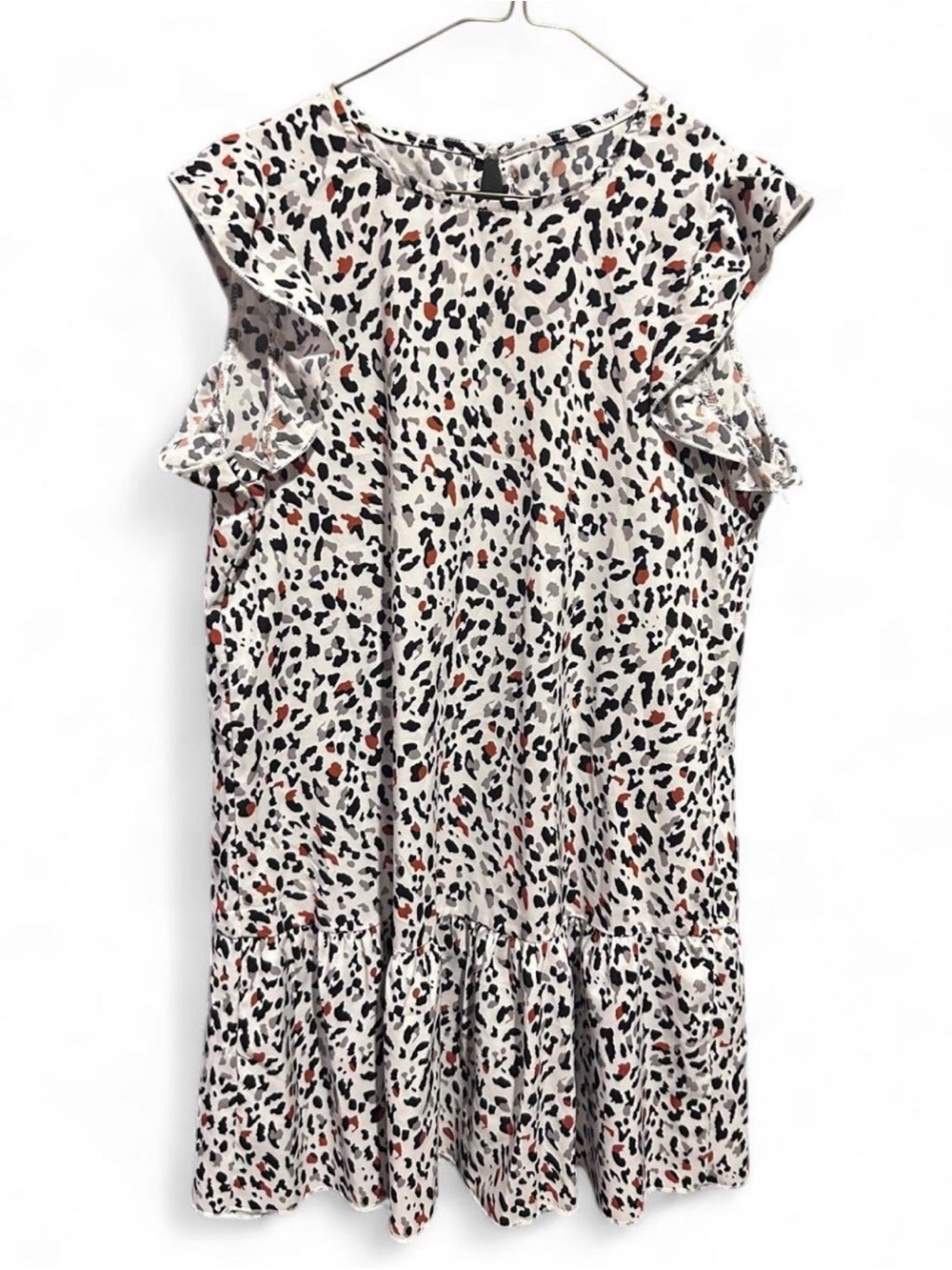 SHEIN Leopard Print Ruffle Sleeve Drop Waist Dress Women’s Medium